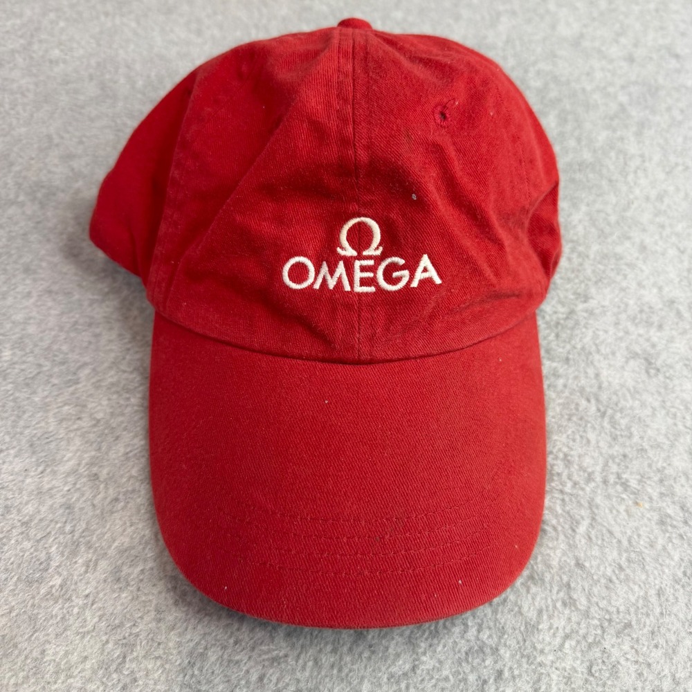 Vtg Anvil Omega Watch Hat OSFA Red Adjustable Strapback Baseball Cap